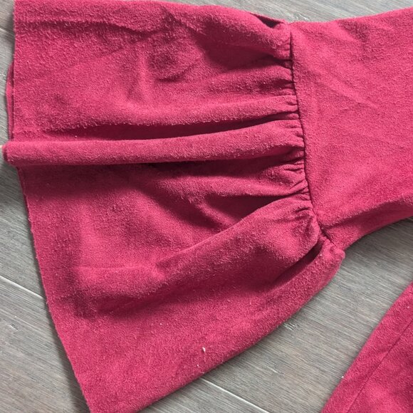 Altar'd State, Cranberry Red Faux Suede Blouse with Bell Sleeves, Sz S - Picture 8 of 12